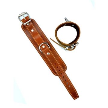 Mister B Leather Ankle Restraints Stitched - Brown*