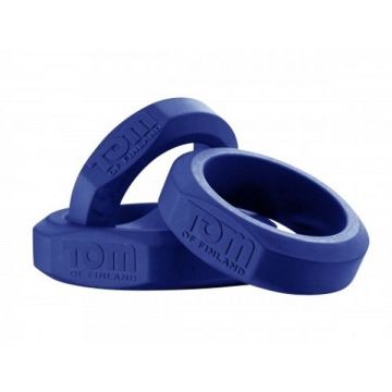 Tom of Finland 3 Piece Silicone Cock Ring Set Blue