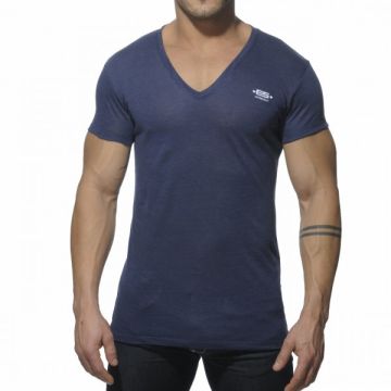 ES Linnen V Neck T-Shirt Navy OP=OP!