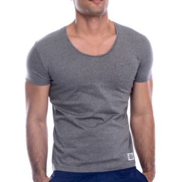 Private Structure U Neck Pocket Tee Melange