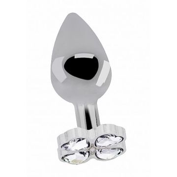 Buttplug Zilver met Klaver 4 Diamant