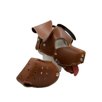 Mister B Leather Floppy Dog Hood Stitched - Brown*