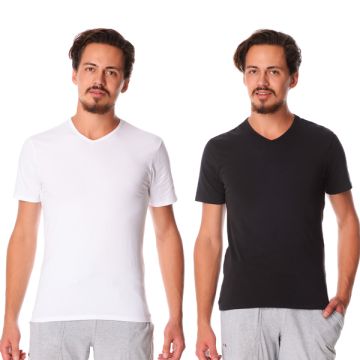 Dim 2-Pack T-Shirts V-Hals-Wit / Zwart