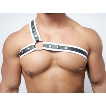 Mister B Neoprene Triangle Harness Zwart Wit