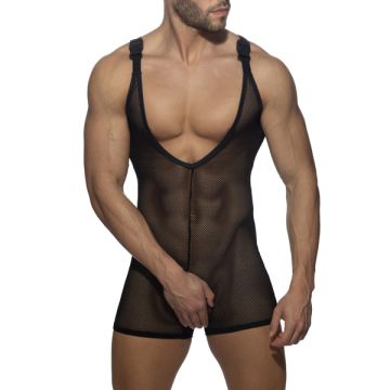 Addicted Mesh Wrestling Suit - Zwart