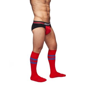 Mister B URBAN Football Socks with Pocket - Rood/blauw